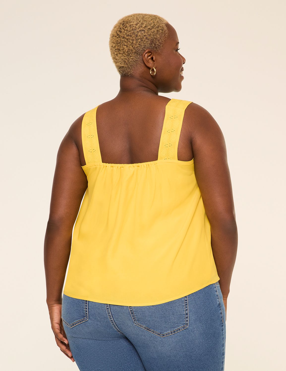 Eyelet-Trim Square-Neck Tank