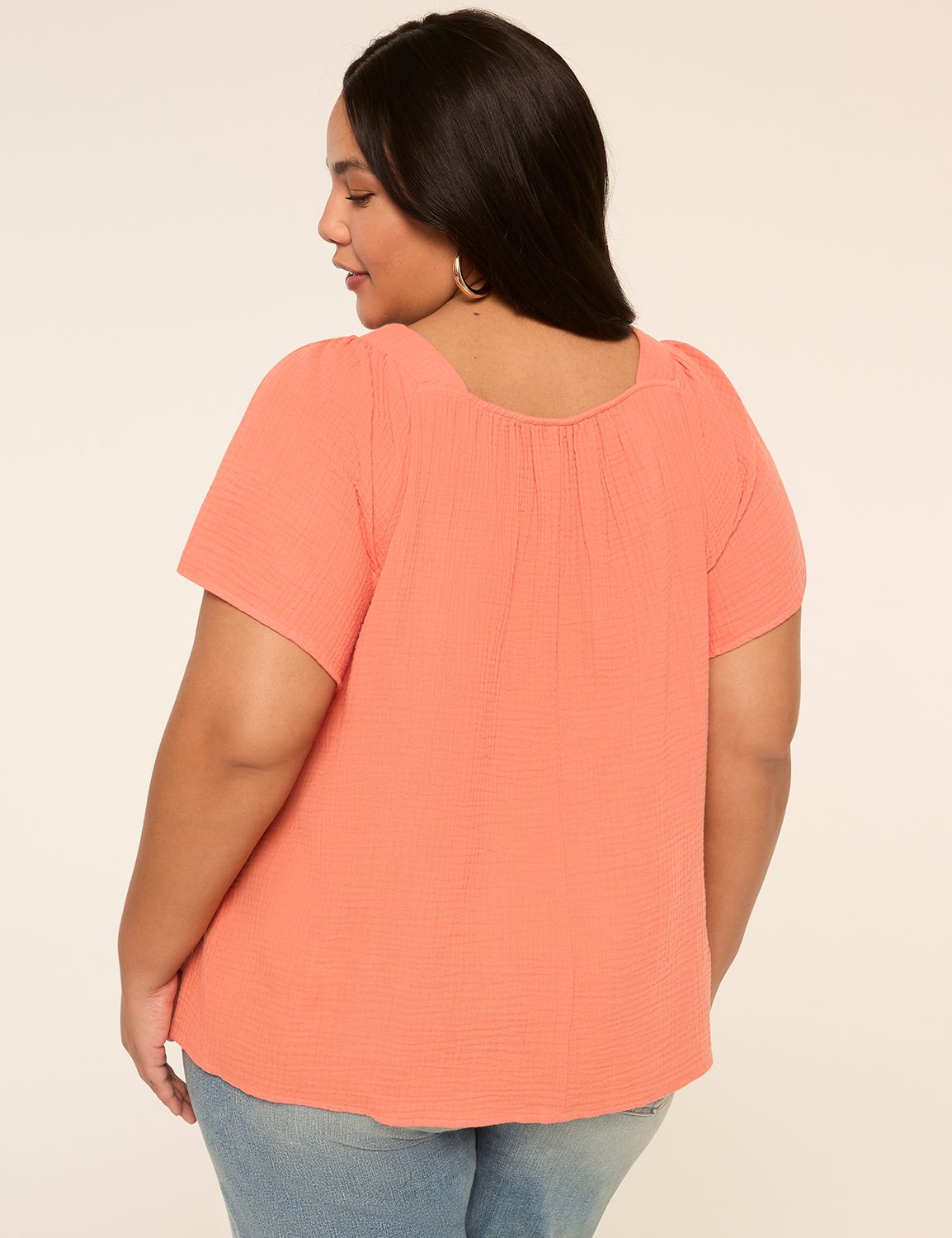 Flutter-Sleeve Square-Neck Gauze Top