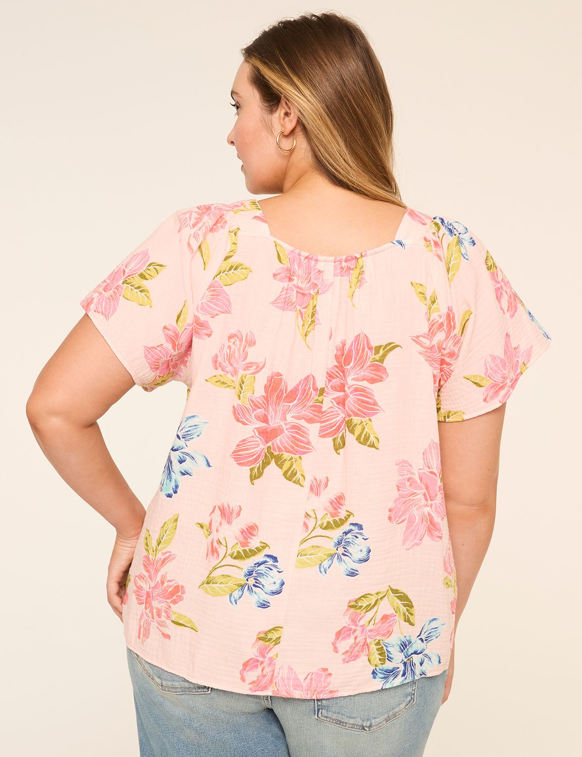 Flutter-Sleeve Square-Neck Gauze Top