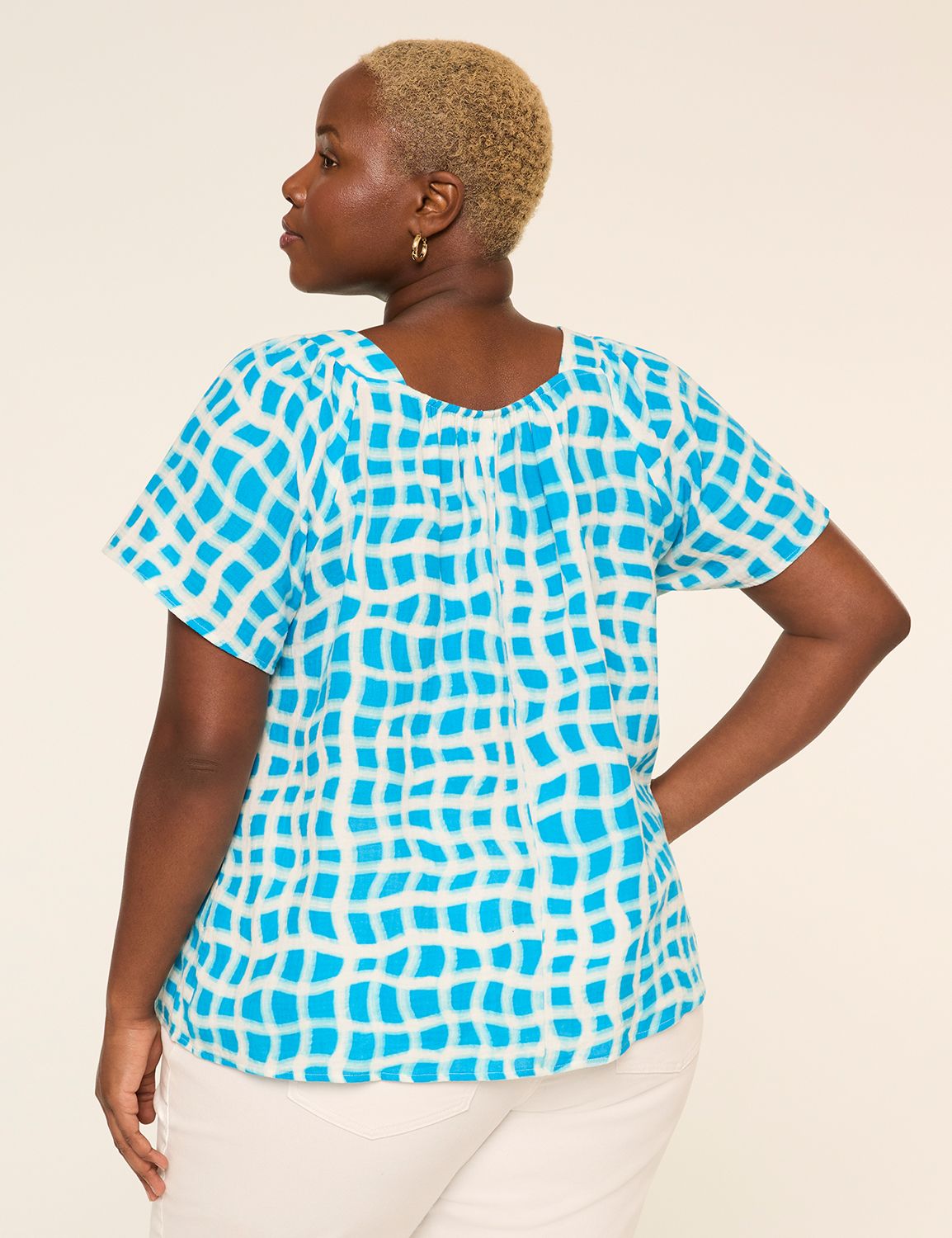Flutter-Sleeve Square-Neck Gauze Top
