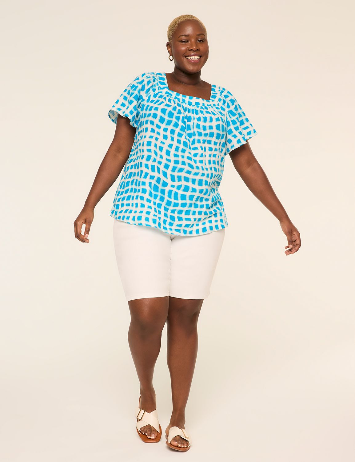 Short Flutter Sleeve Square Neck To Product Image 3