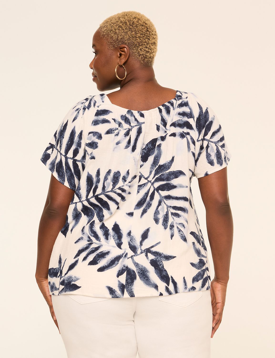 Flutter-Sleeve Square-Neck Gauze Top