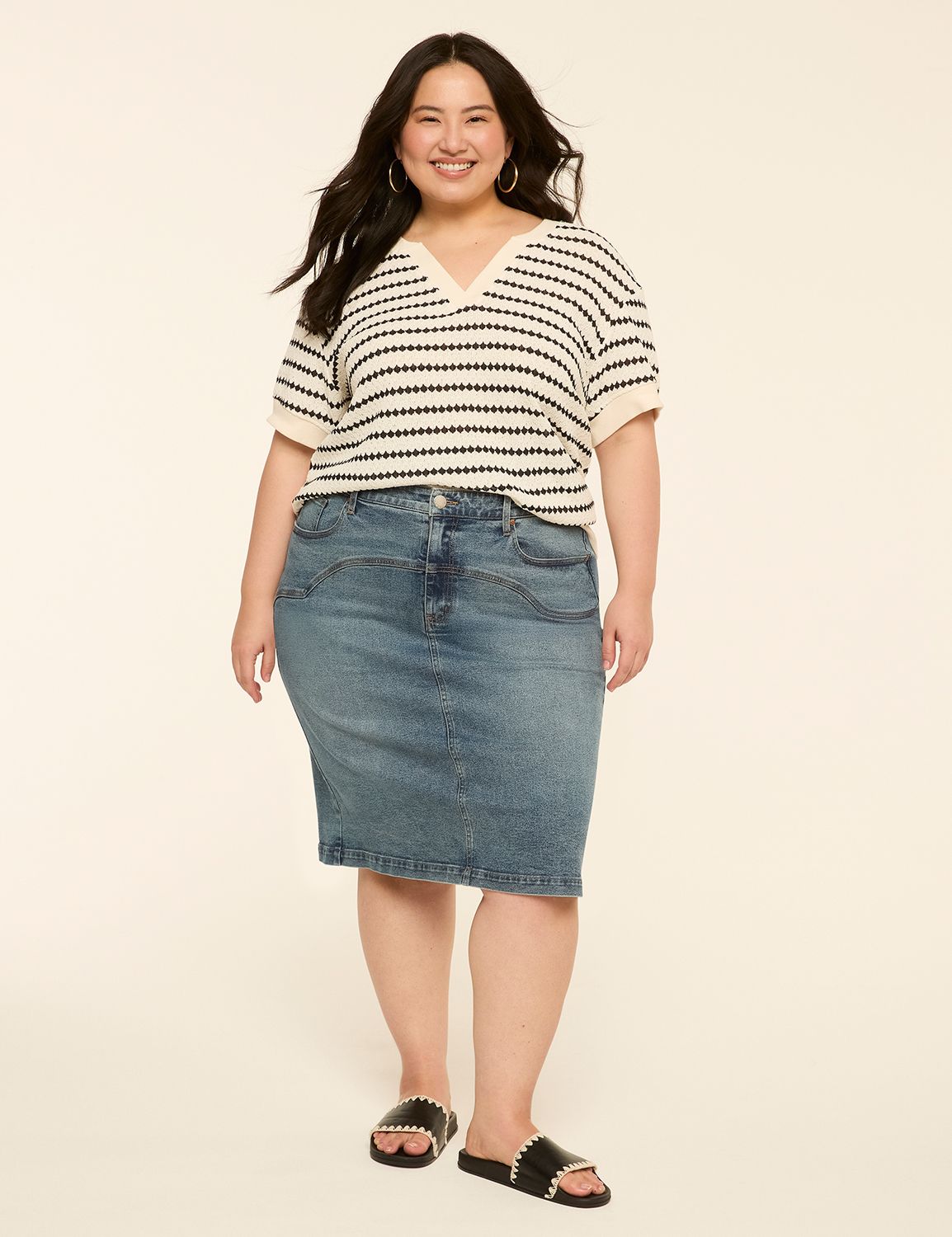 MID RISE MIDI SKIRT - VANNA WASH  - Product Image 3