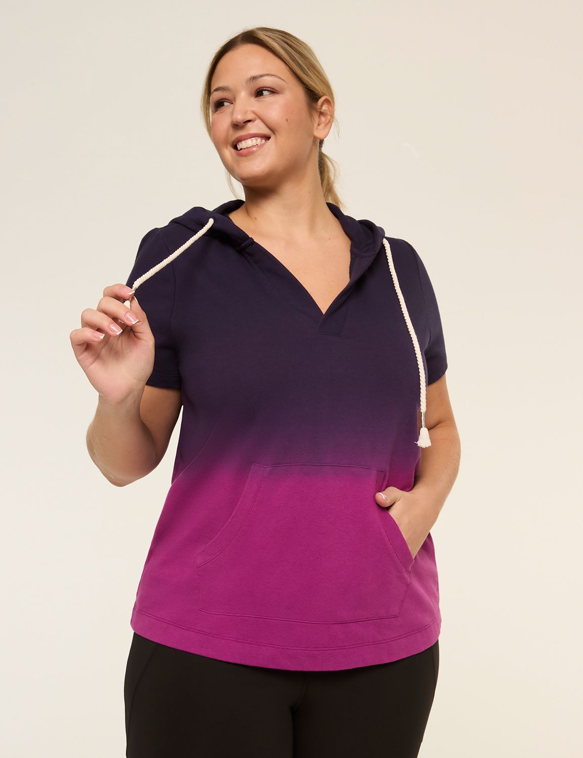 LIVI French Terry Short-Sleeve Dip-Dye Hoodie