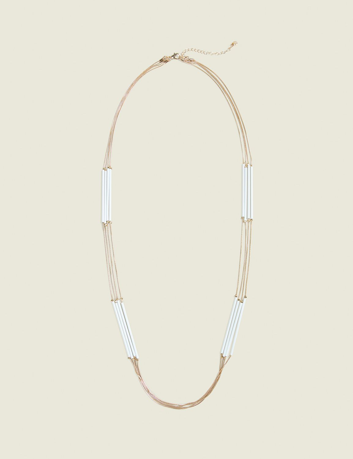 White Beaded Multi-Row Necklace