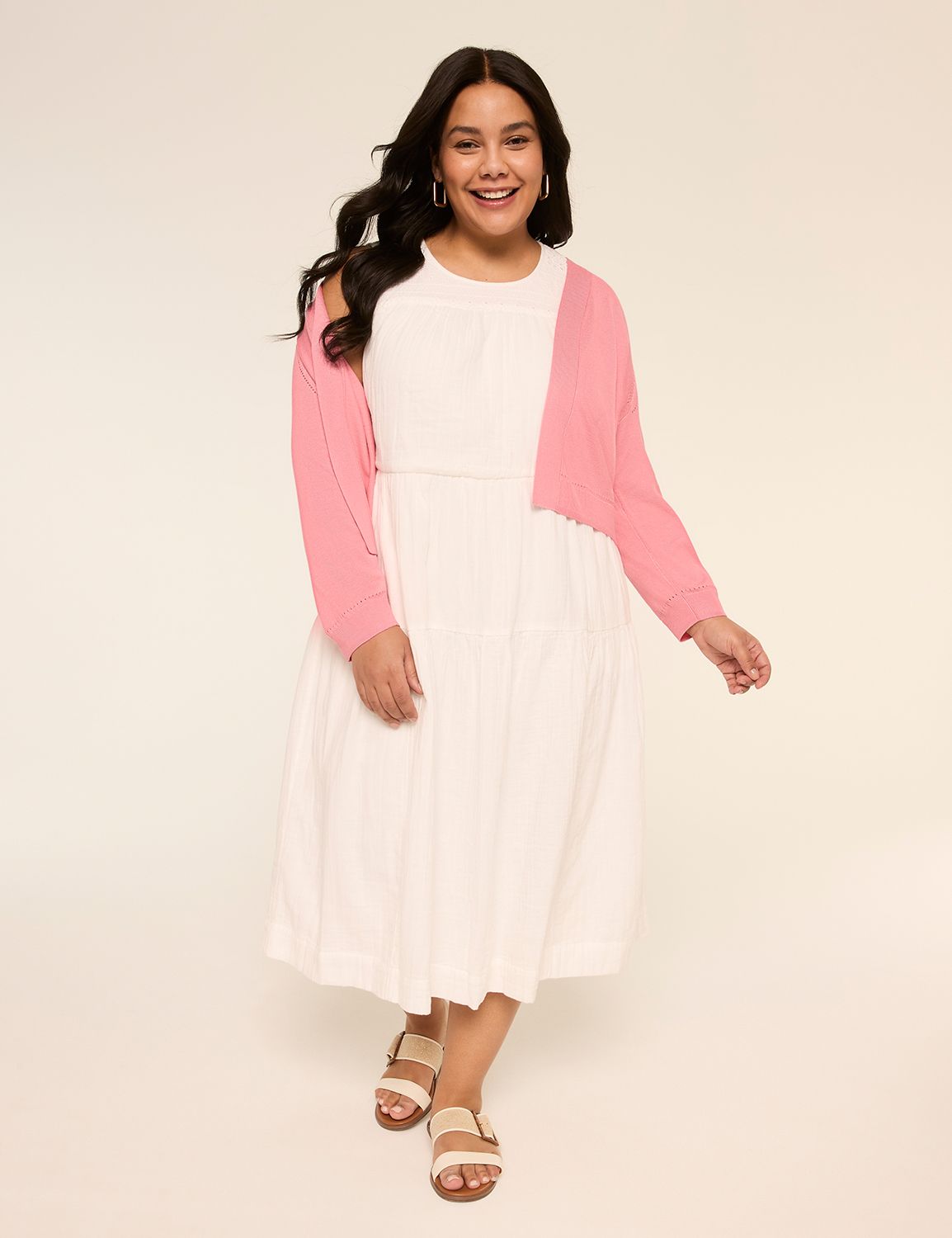 SL CREWNK LACE YOKE GAUZE DRESS 115 Product Image 4