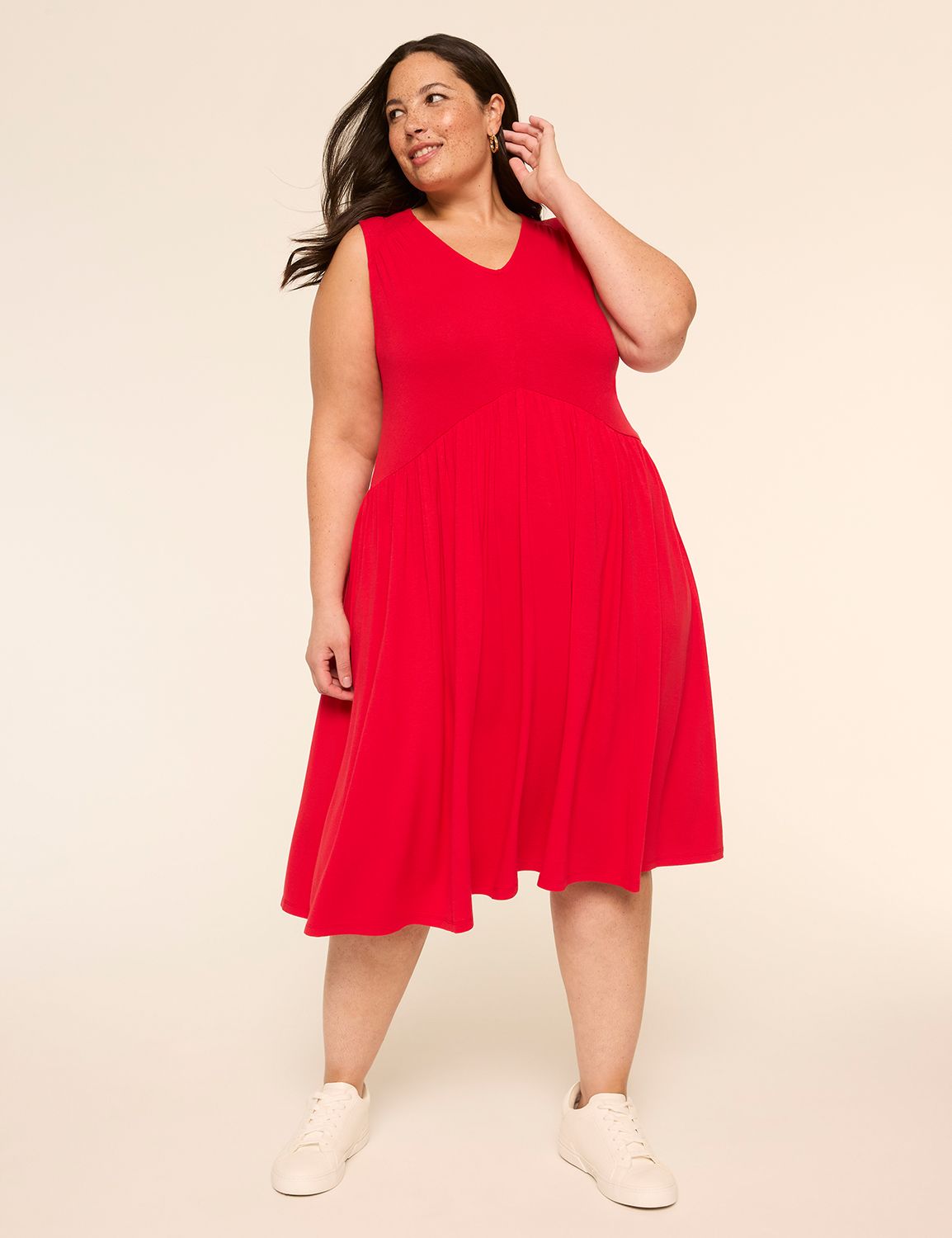 Sleeveless V-Neck Easy Swing Dress