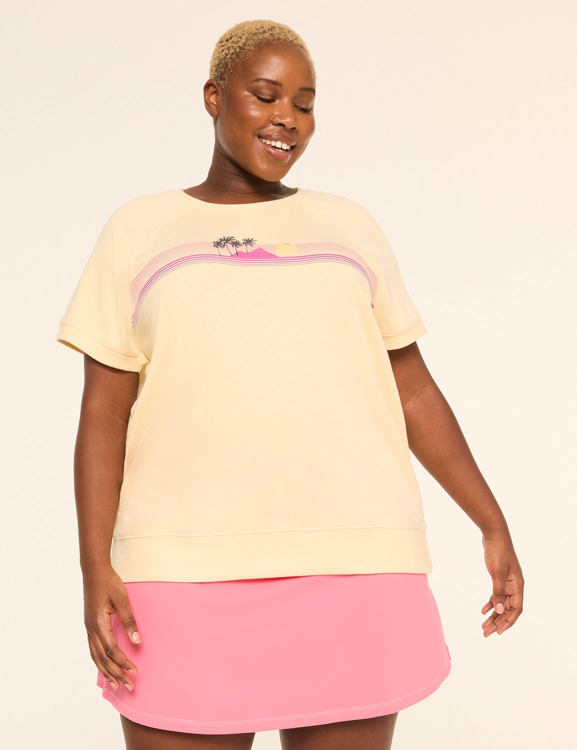 LIVI French Terry Short-Sleeve Graphic Sweatshirt