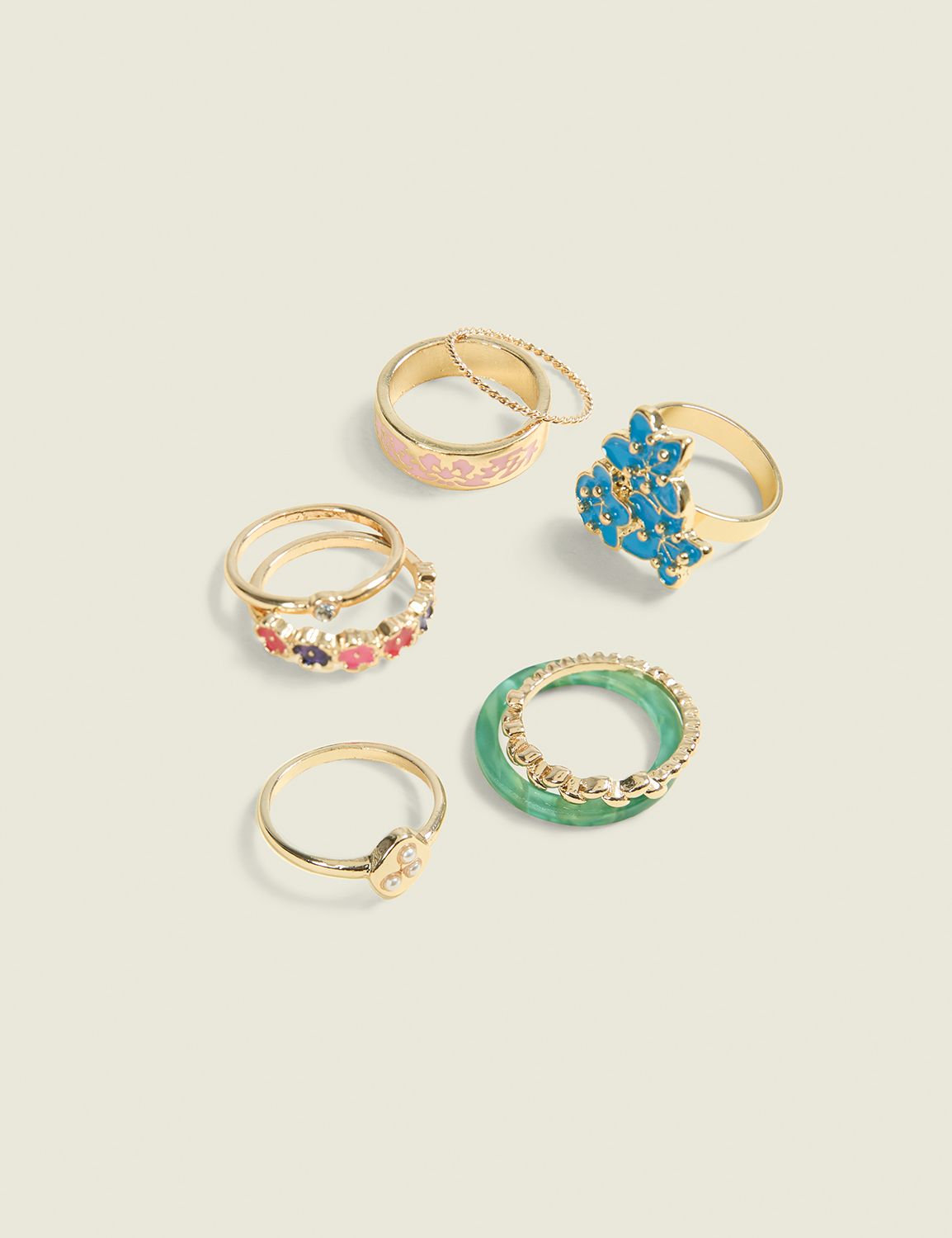 Goldtone Summer Ring Stack