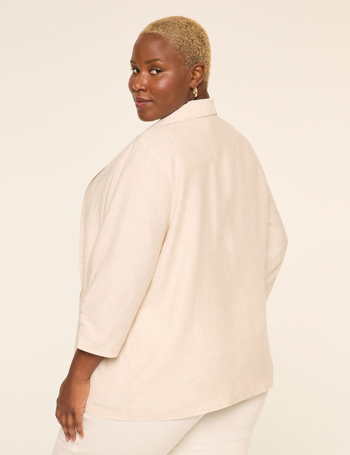 Linen-Blend Shawl-Collar Blazer