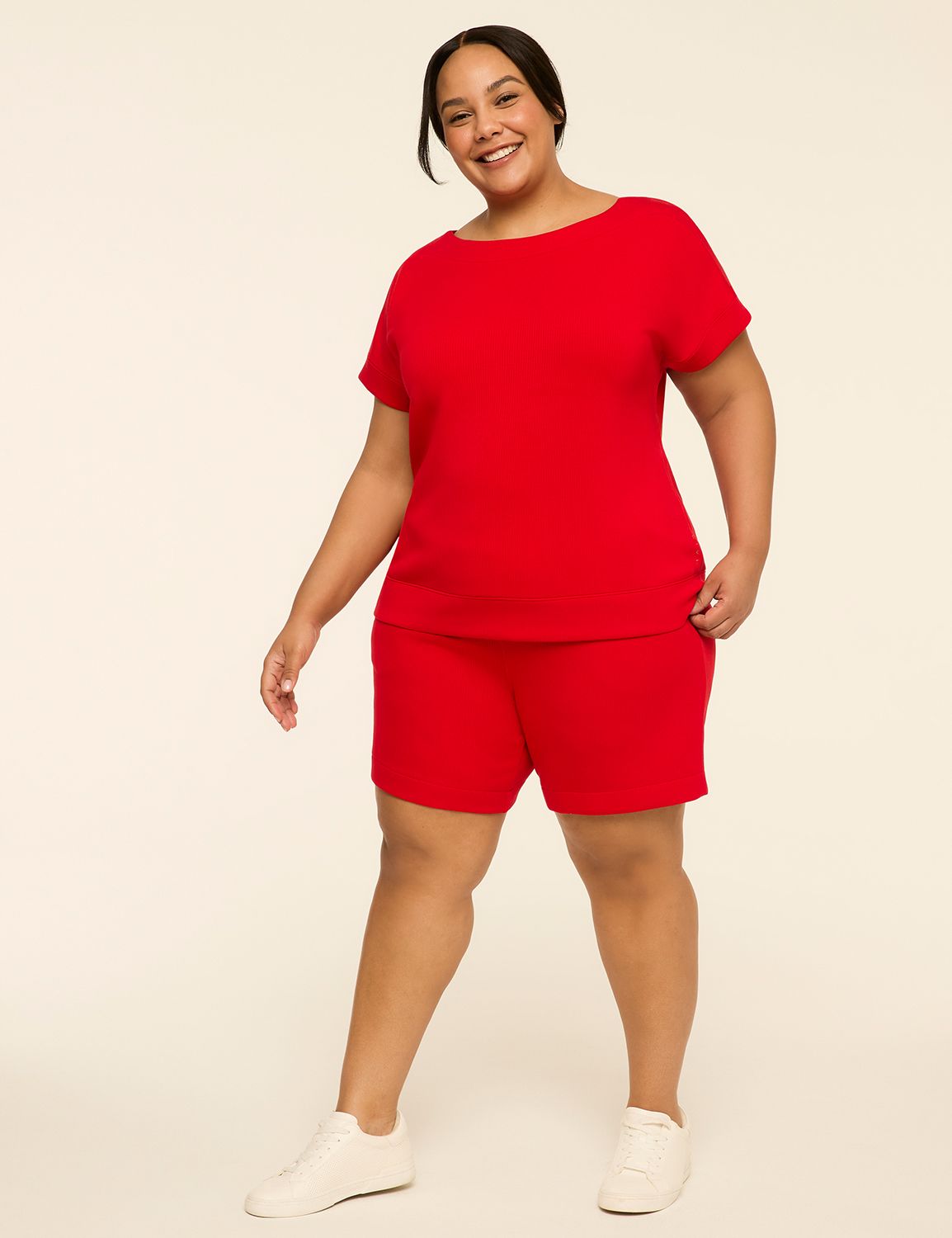 LIVI Short Sleev Boat Neckline Jour Product Image 3