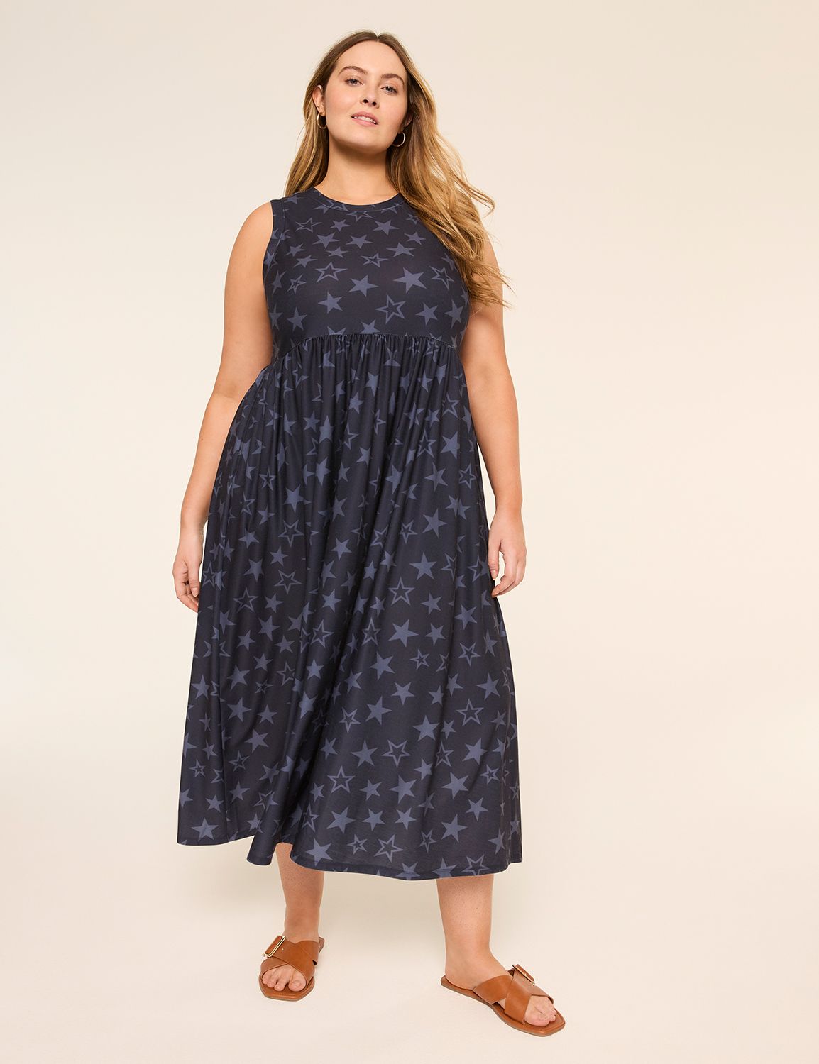 Sleeveless Easy Swing Midi Dress
