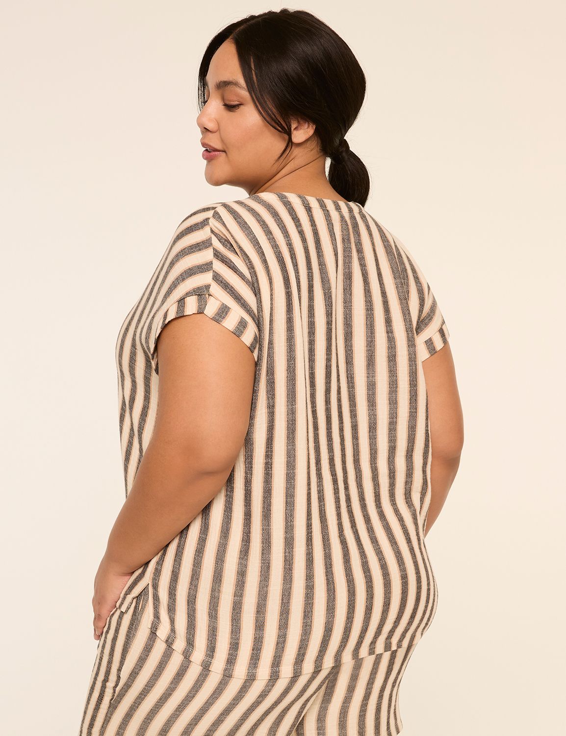 LIVI Notch-Neck Gauze Top