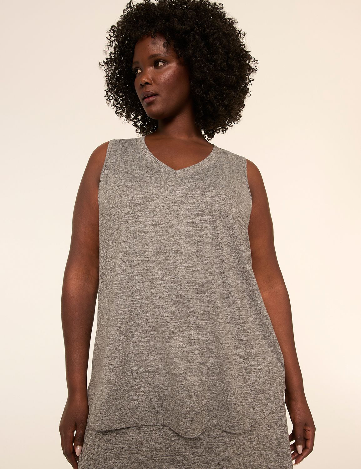 LIVI Soft Marl Ruched-Back Tank