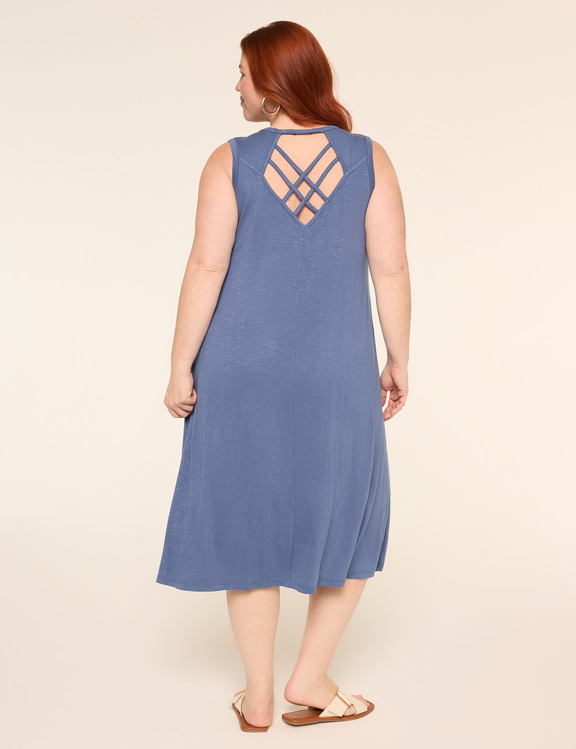 SL VNECK TSHIRT DRESS WITH MACRAME Product Image 3