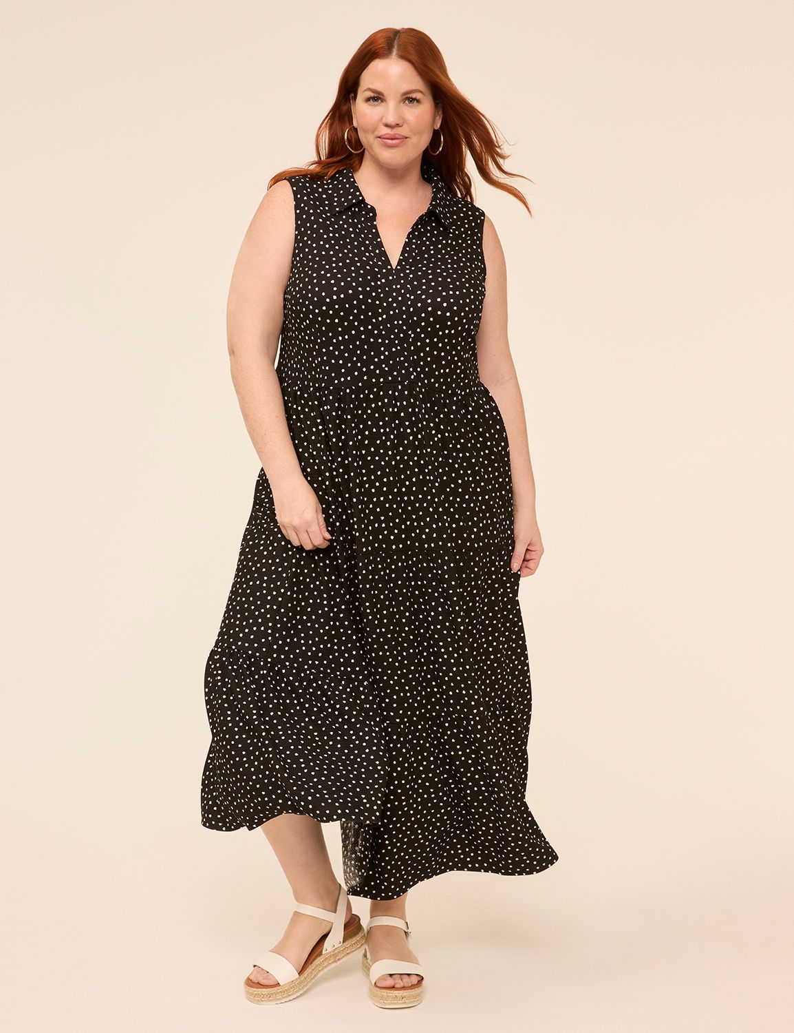 Sleeveless Collared High-Neck Maxi Dress