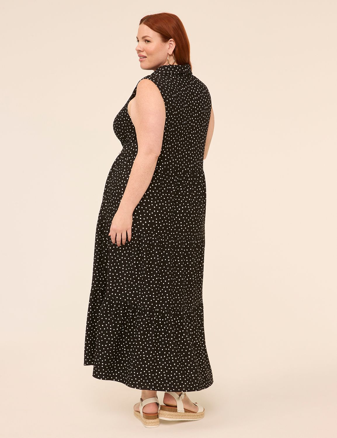 Sleeveless Collared High-Neck Maxi Dress