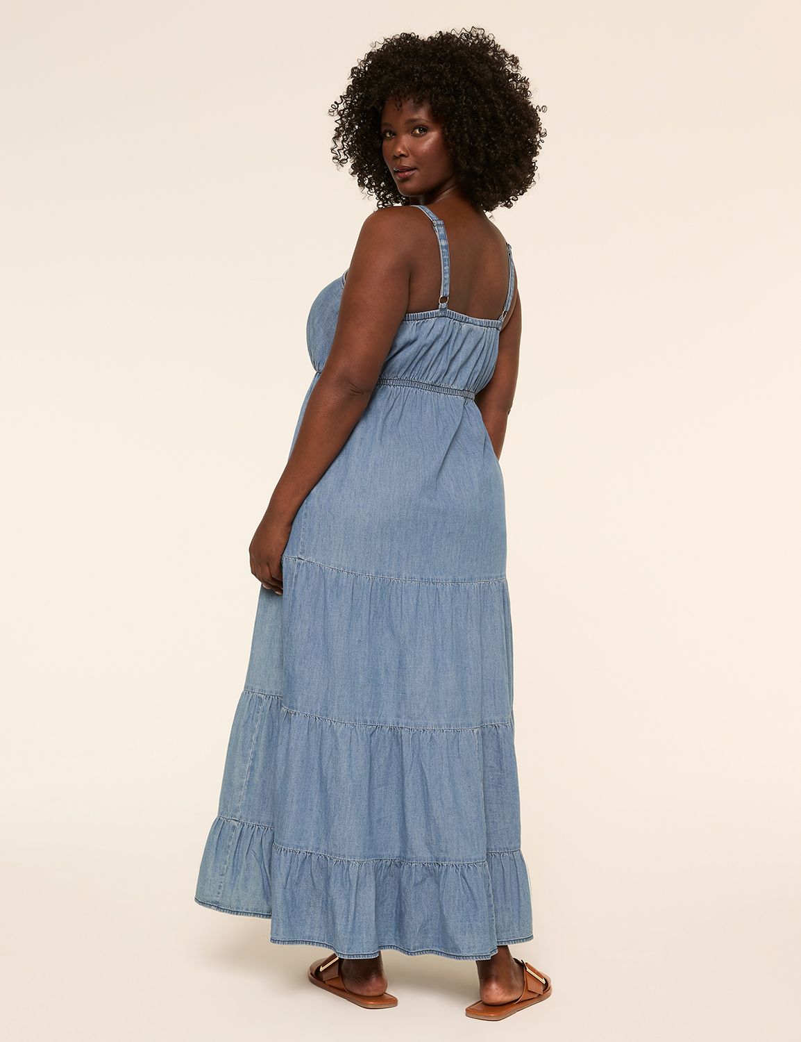 Denim Tiered Maxi Dress
