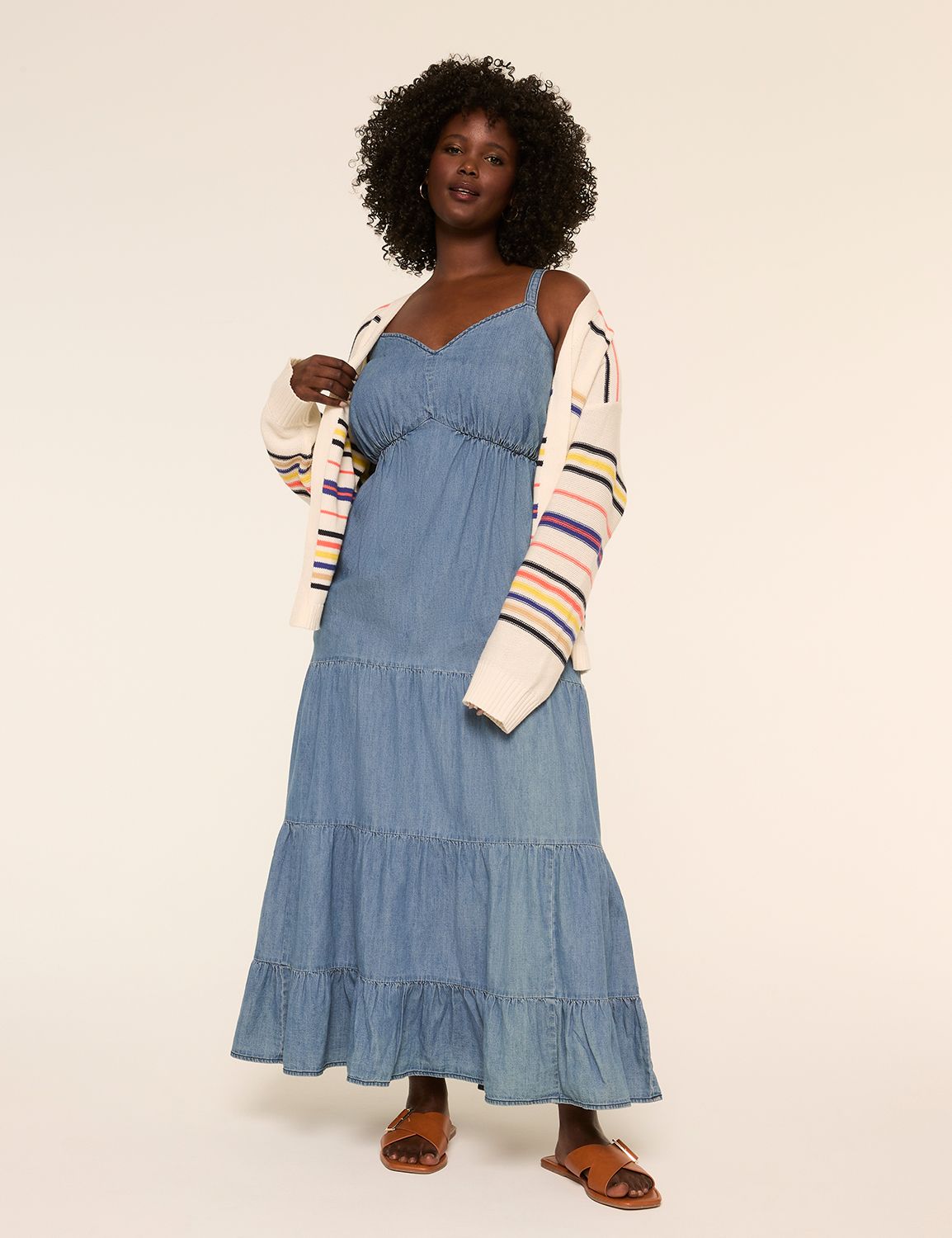 chinese dress ladies Rosetta Strappy Denim Maxi Dress Denim / Large main image 1