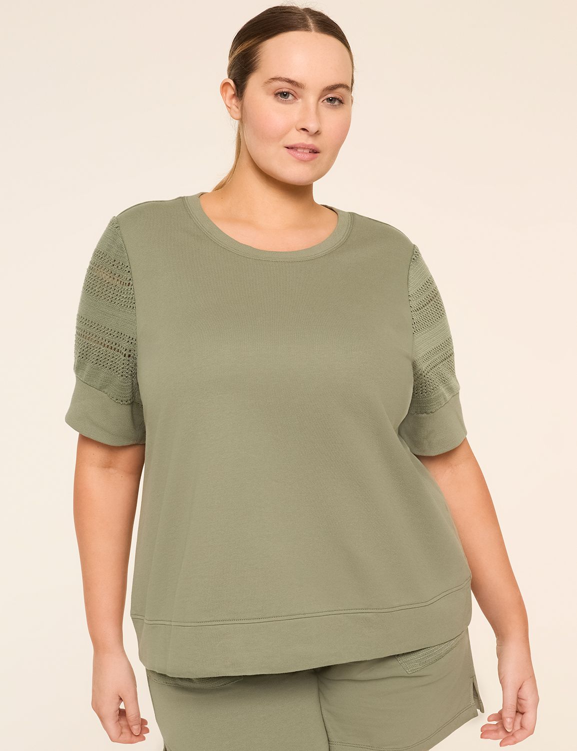 LIVI French Terry Elbow-Sleeve Sweatshirt