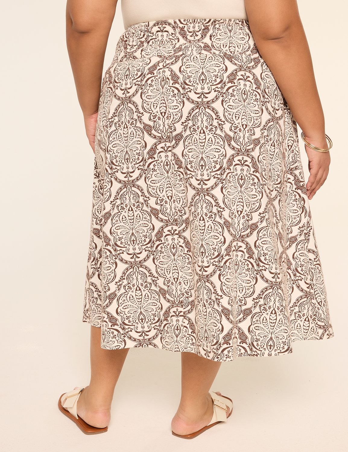 Smocked-Waist Midi Skirt
