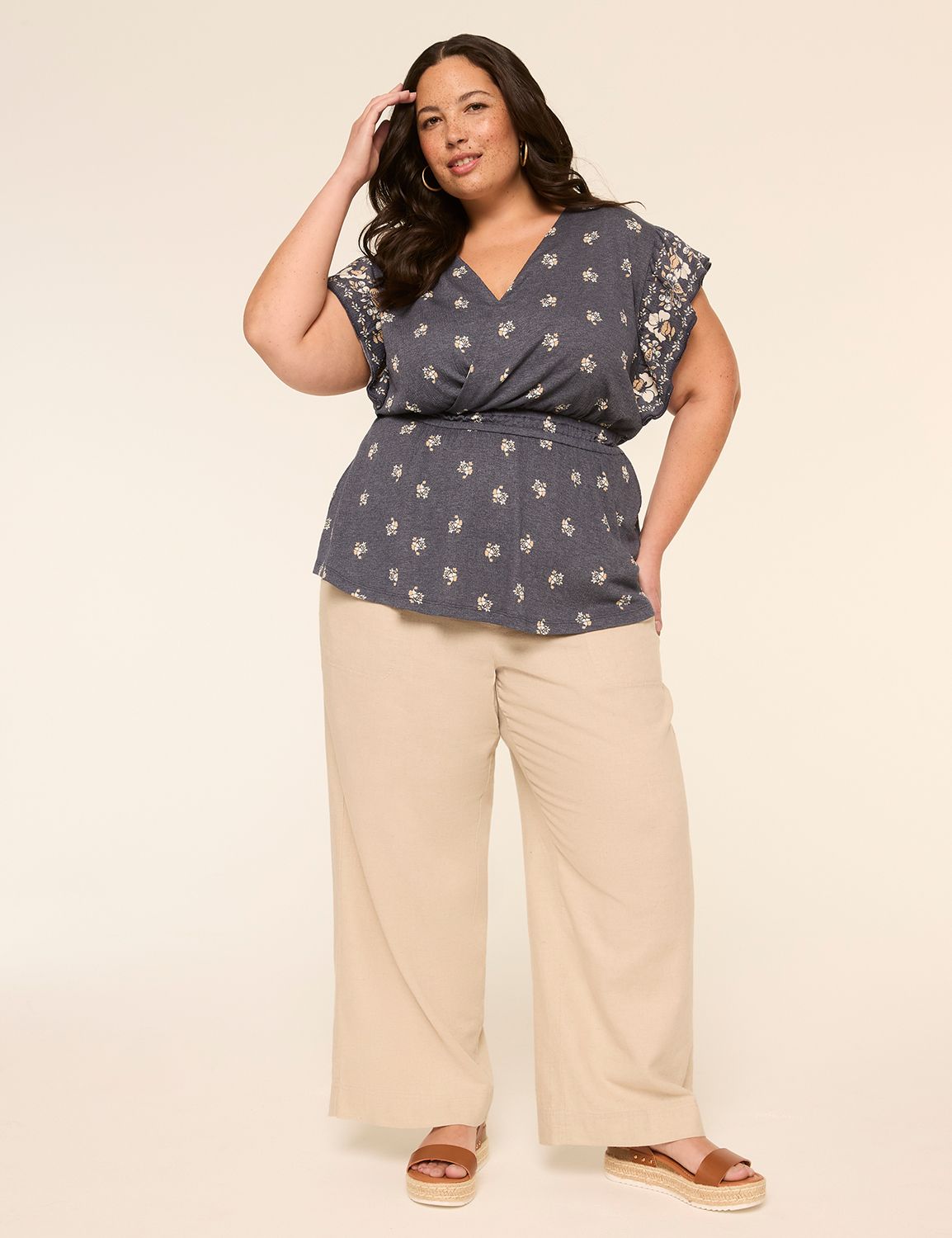 Double Flutter Sleeve Wrapped V Nec Product Image 3