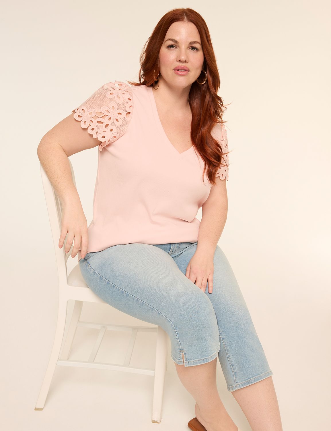 Short Novelty Woven Sleeve V Neck R Product Image 3