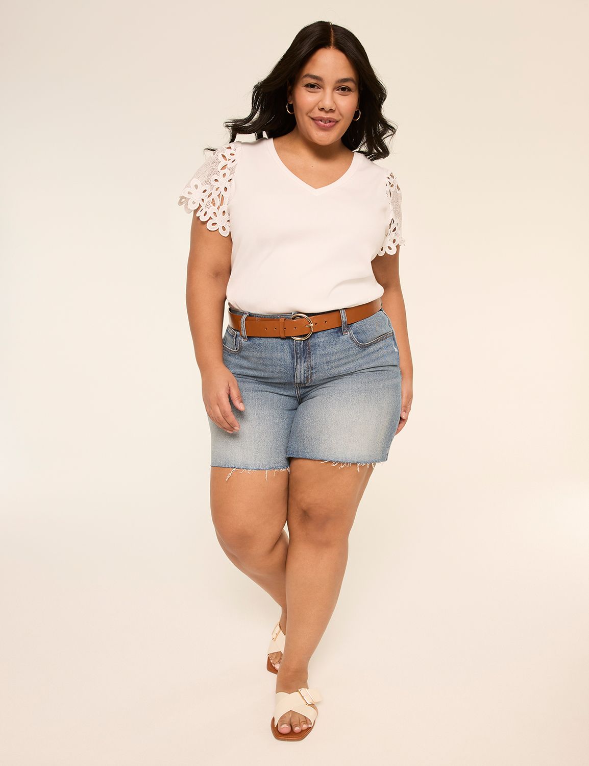 Short Novelty Woven Sleeve V Neck R Product Image 3