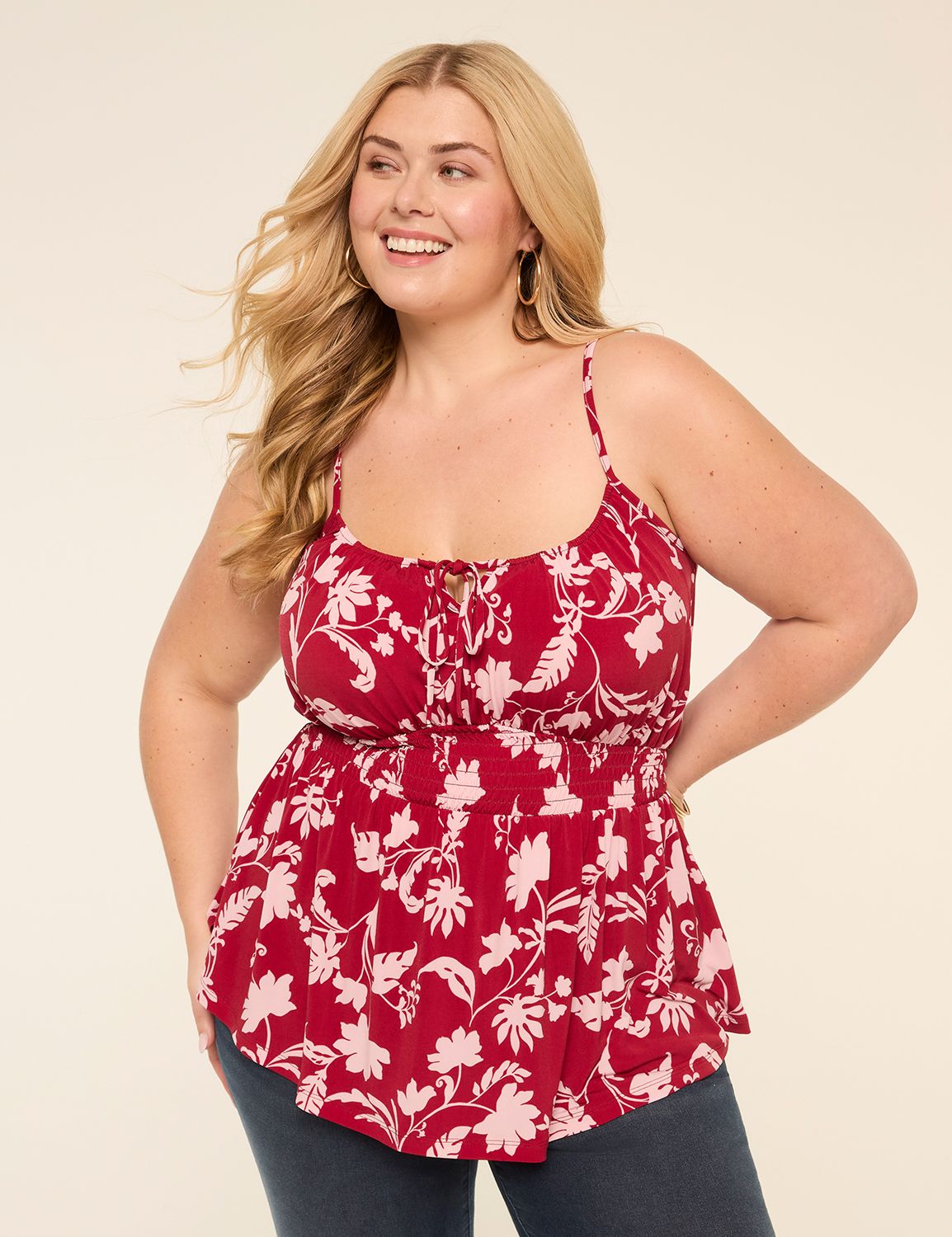 Tie-Neck Peplum Tank