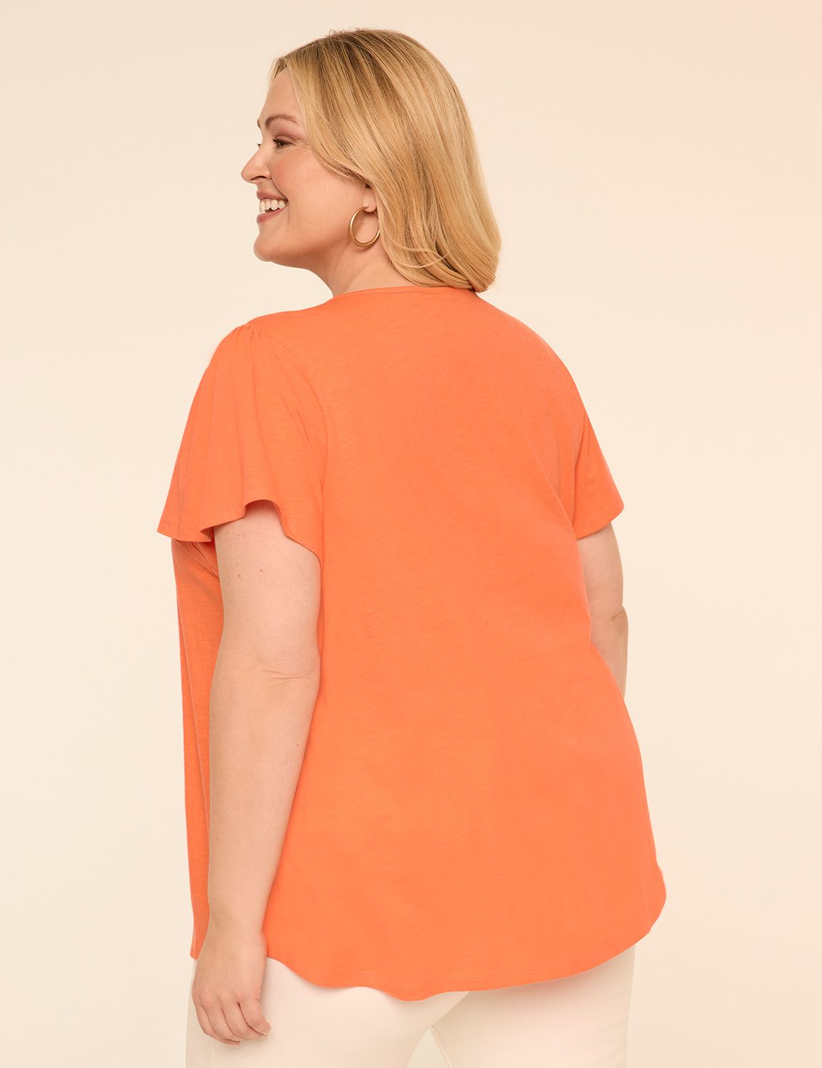 Flutter-Sleeve Crochet-Yoke Top