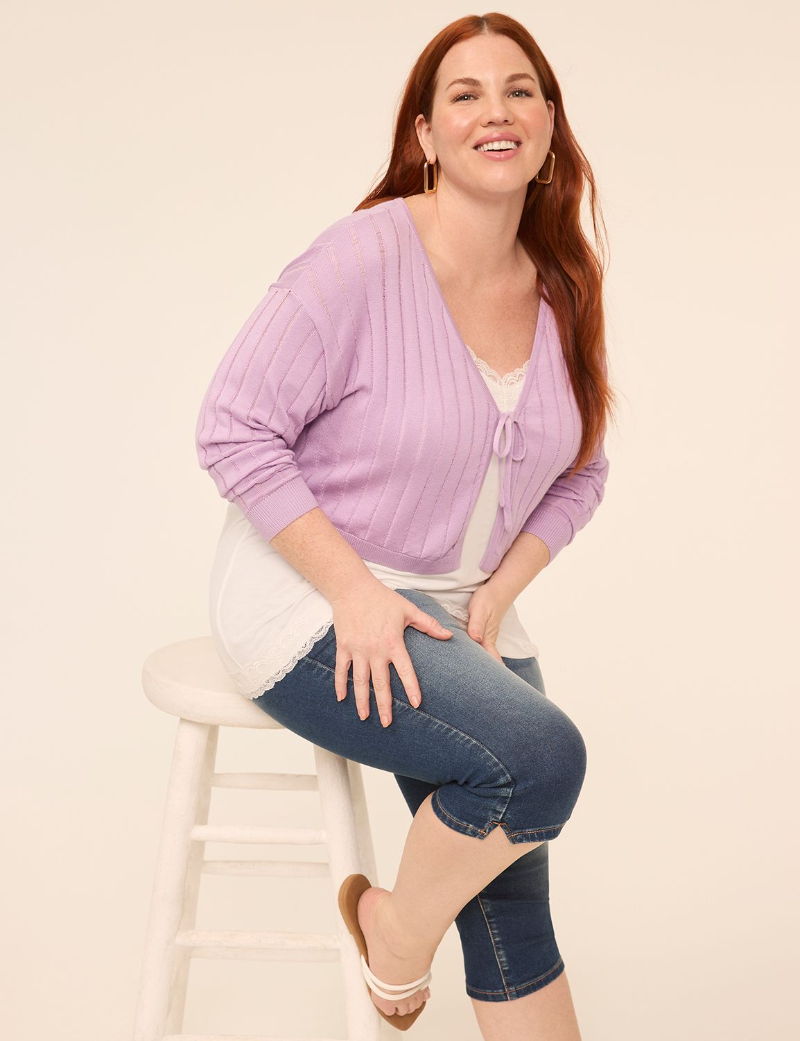 Classic Long Sleeve Tie Front Cardi Product Image 3