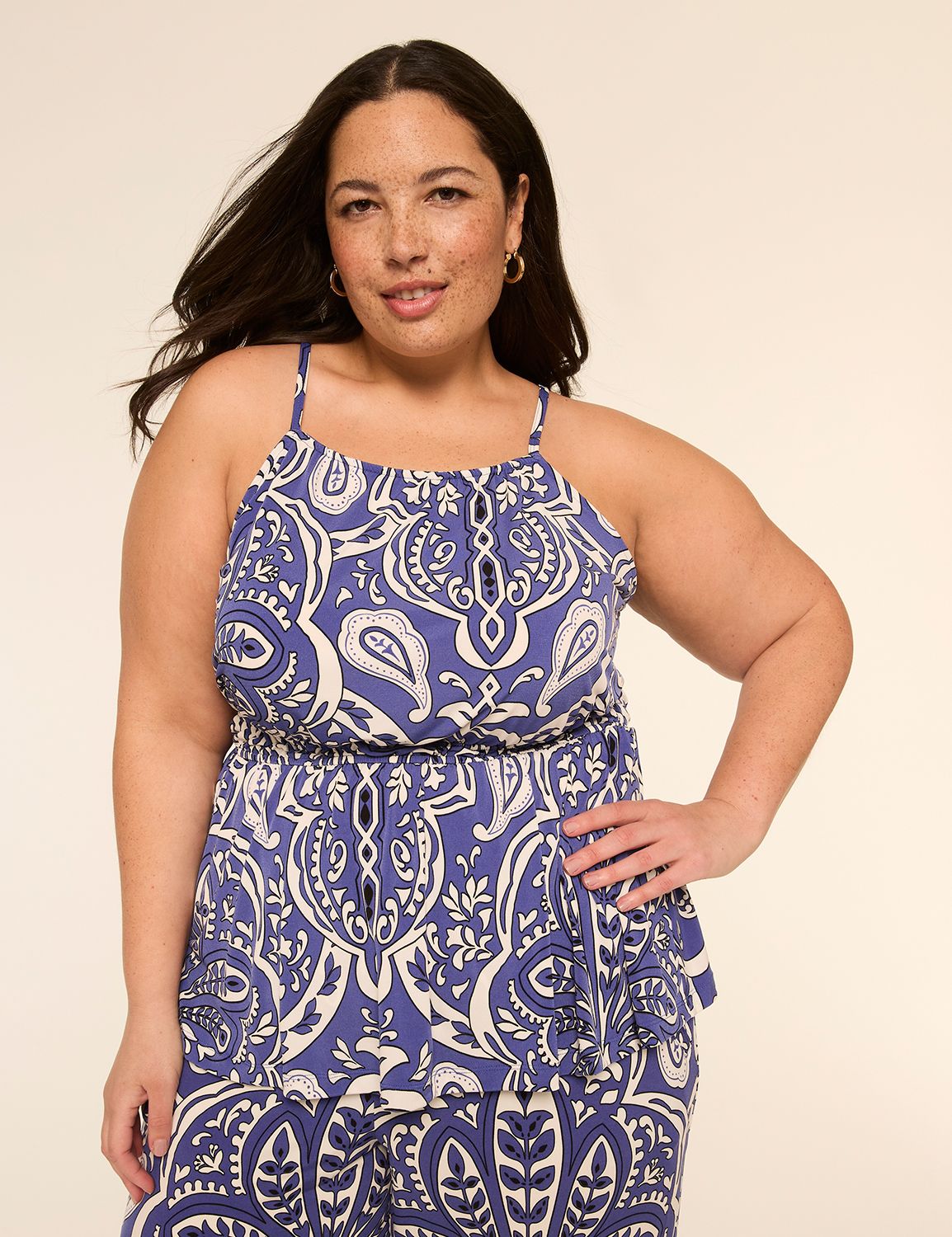 Apron Halter-Neck Peplum Tank