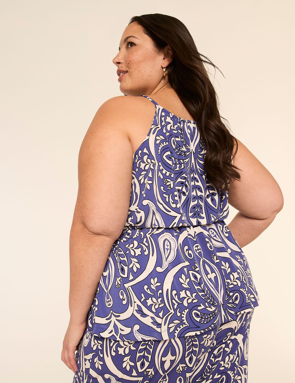 Apron Halter-Neck Peplum Tank