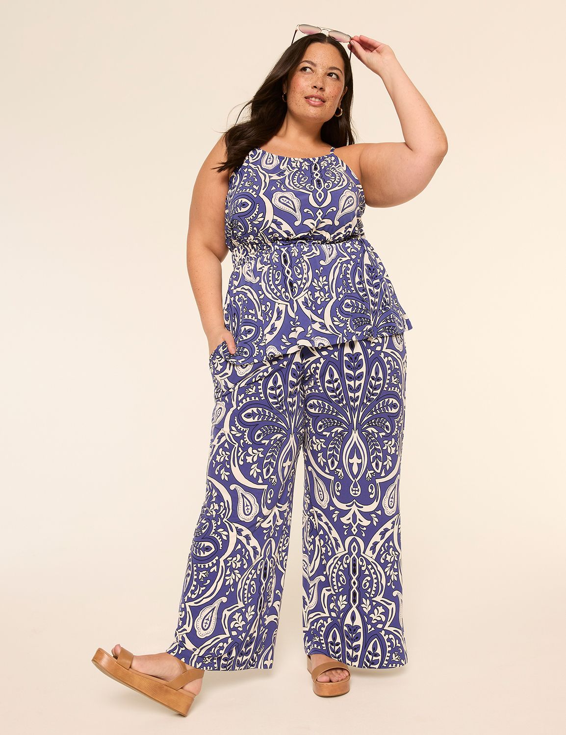 Apron Halter Neck Peplum Waist Smoc Product Image 3