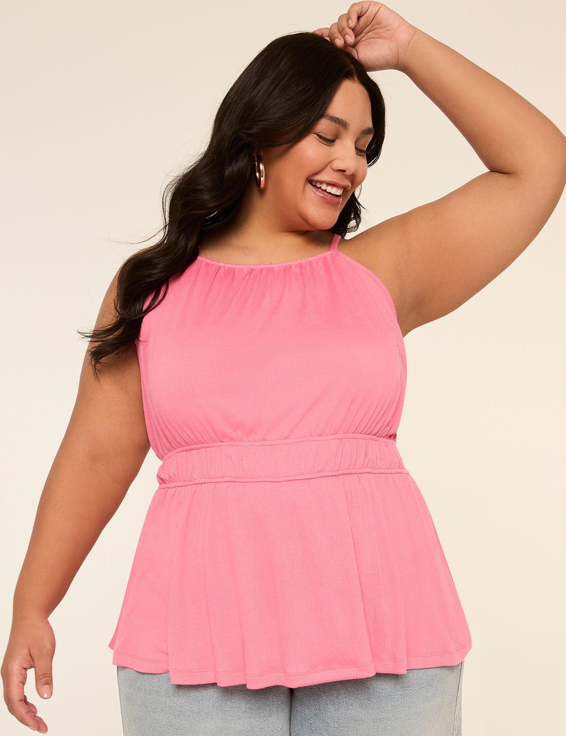 Apron Halter-Neck Peplum Tank