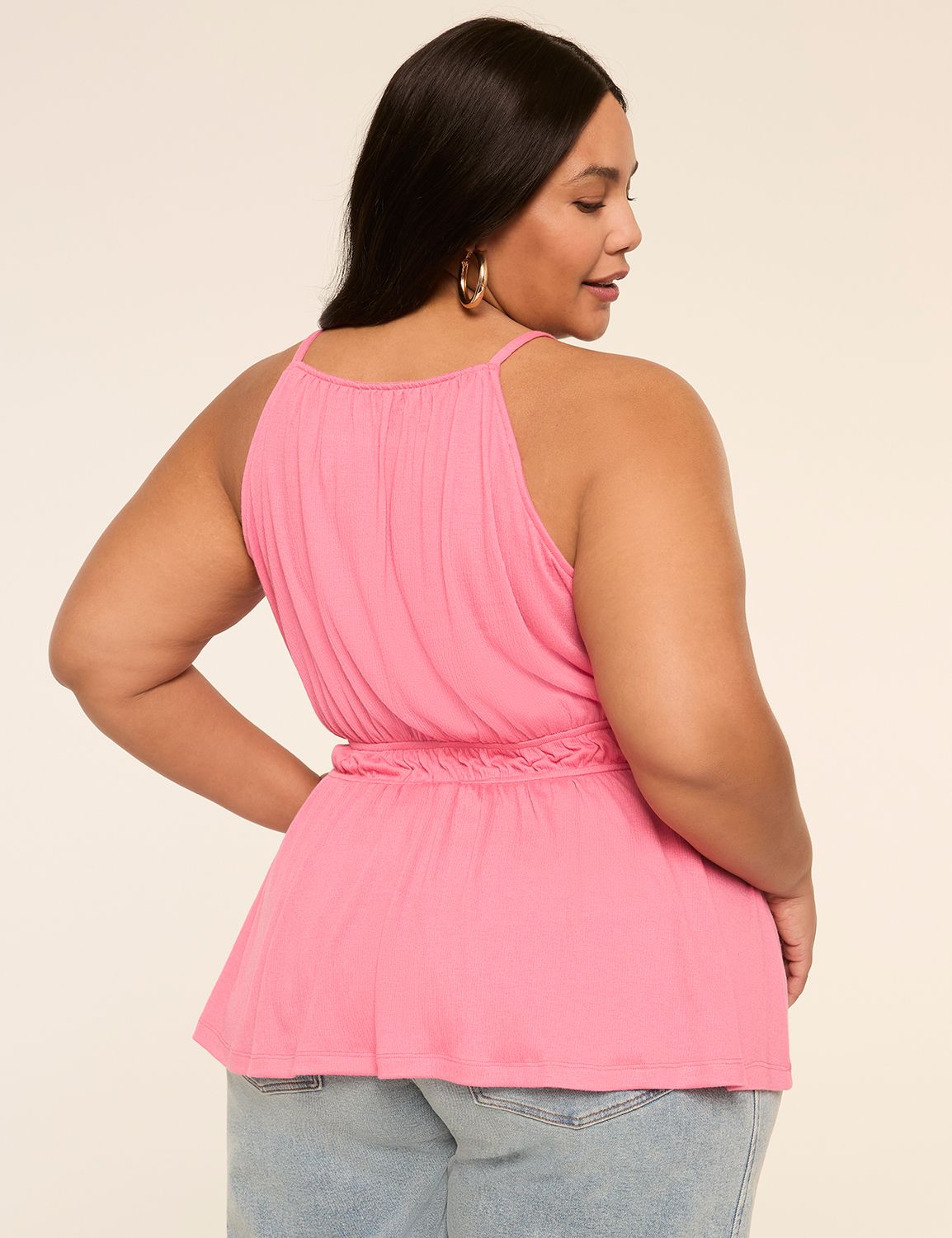 Apron Halter-Neck Peplum Tank