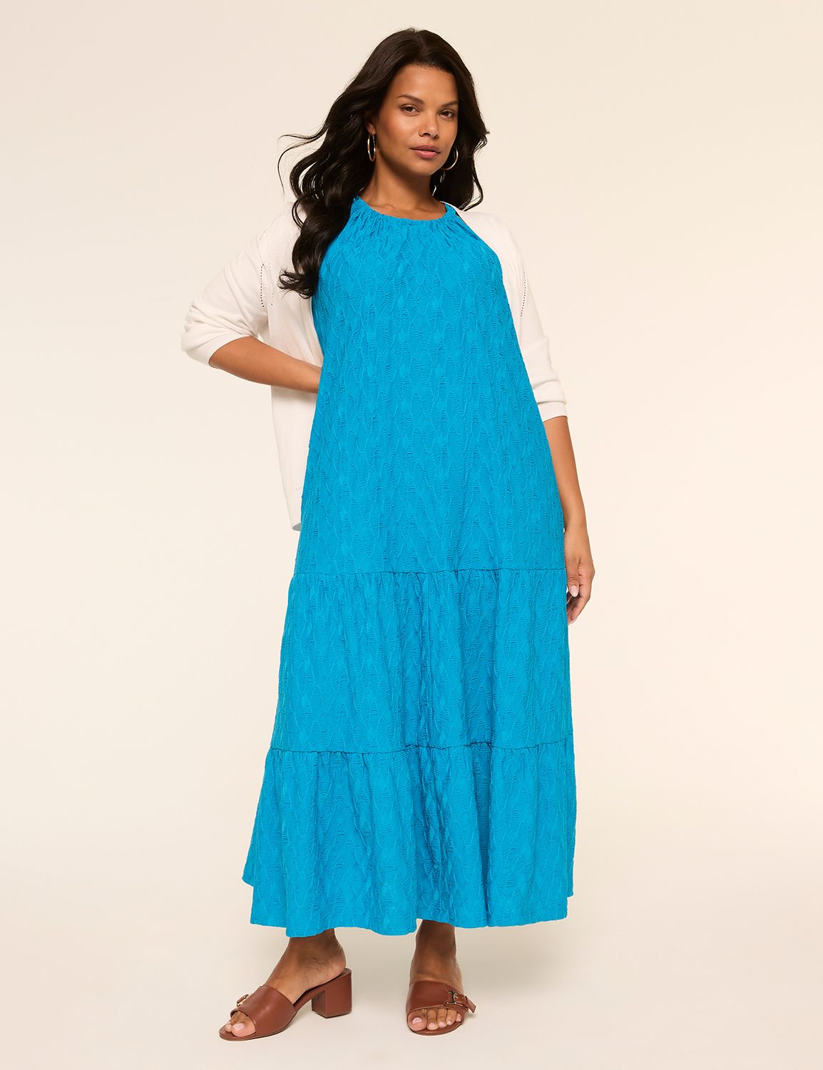 Halter Tie-Neck Tiered Maxi Dress