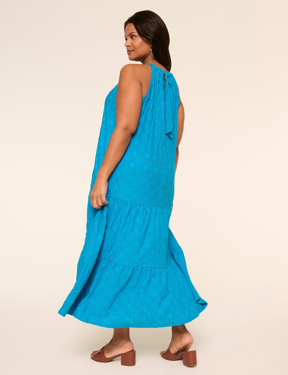 Halter Tie-Neck Tiered Maxi Dress