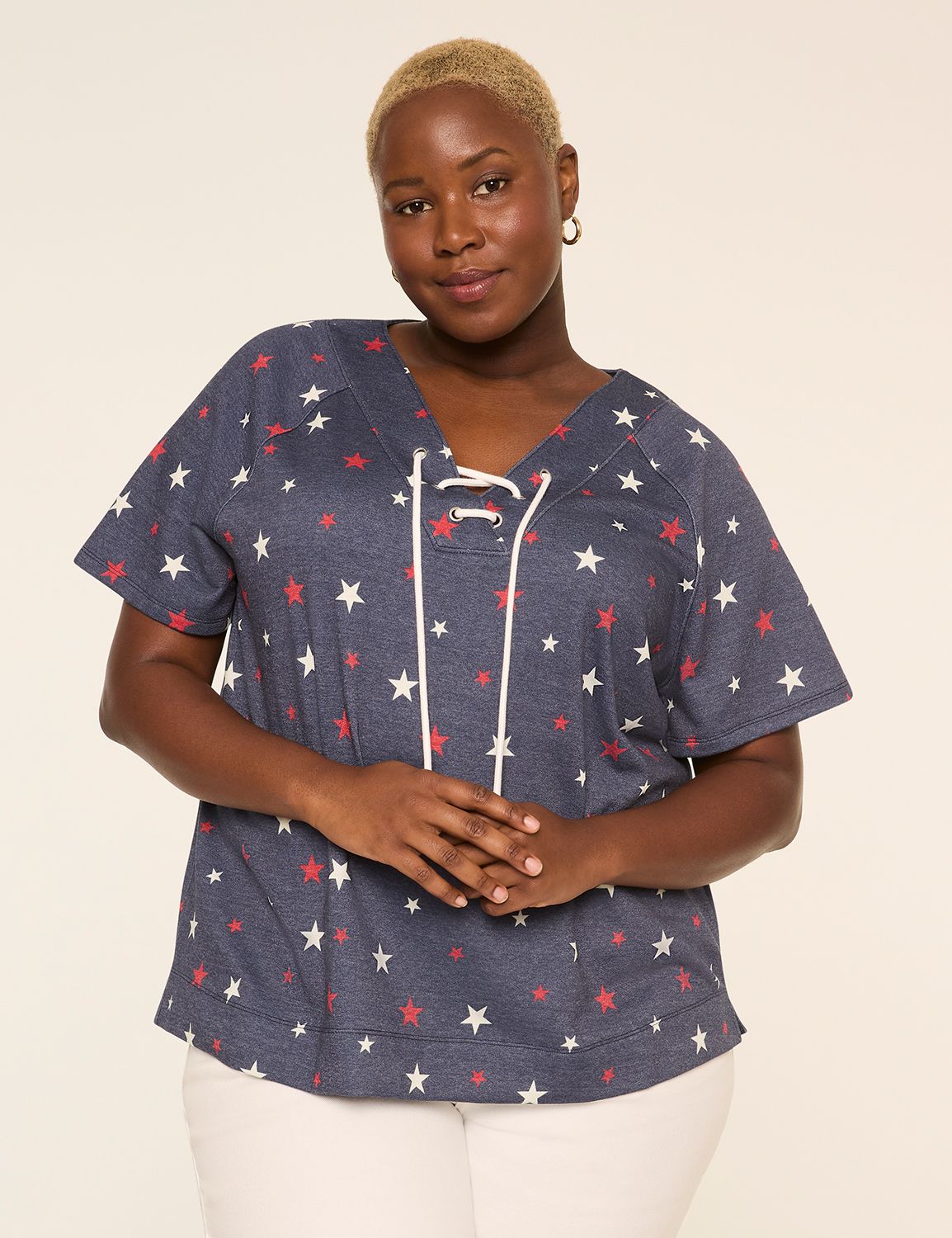 French Terry Lace-Up Top