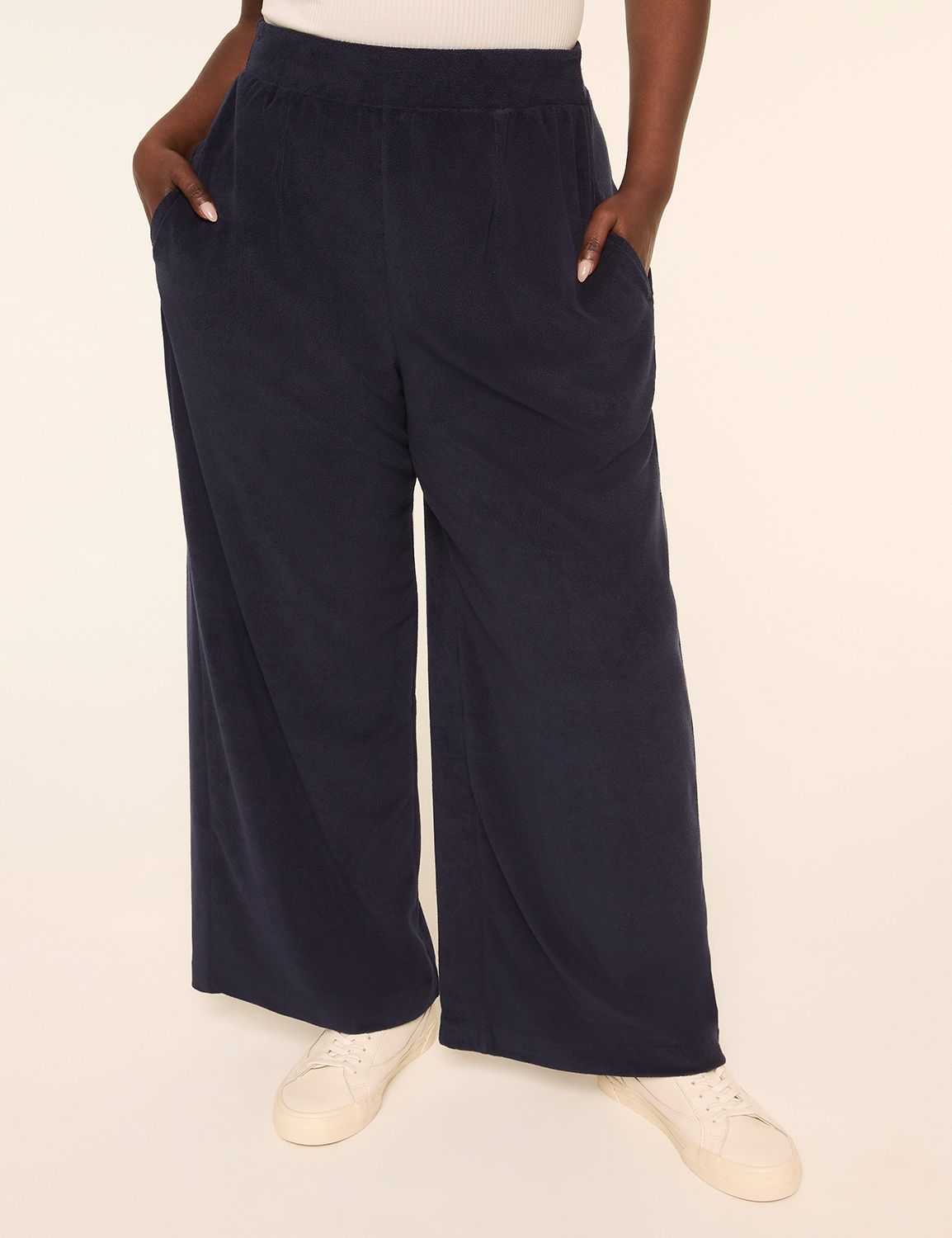 Towel Terry Pull-On Wide Leg Pant