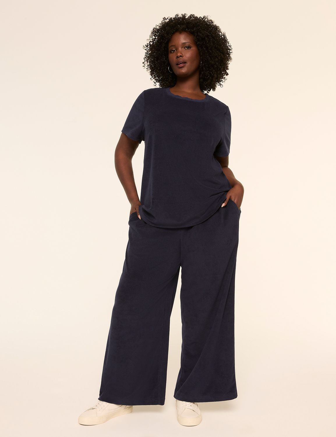 Pull-On Mid Rise Knit Wide Leg Pant Product Image 3