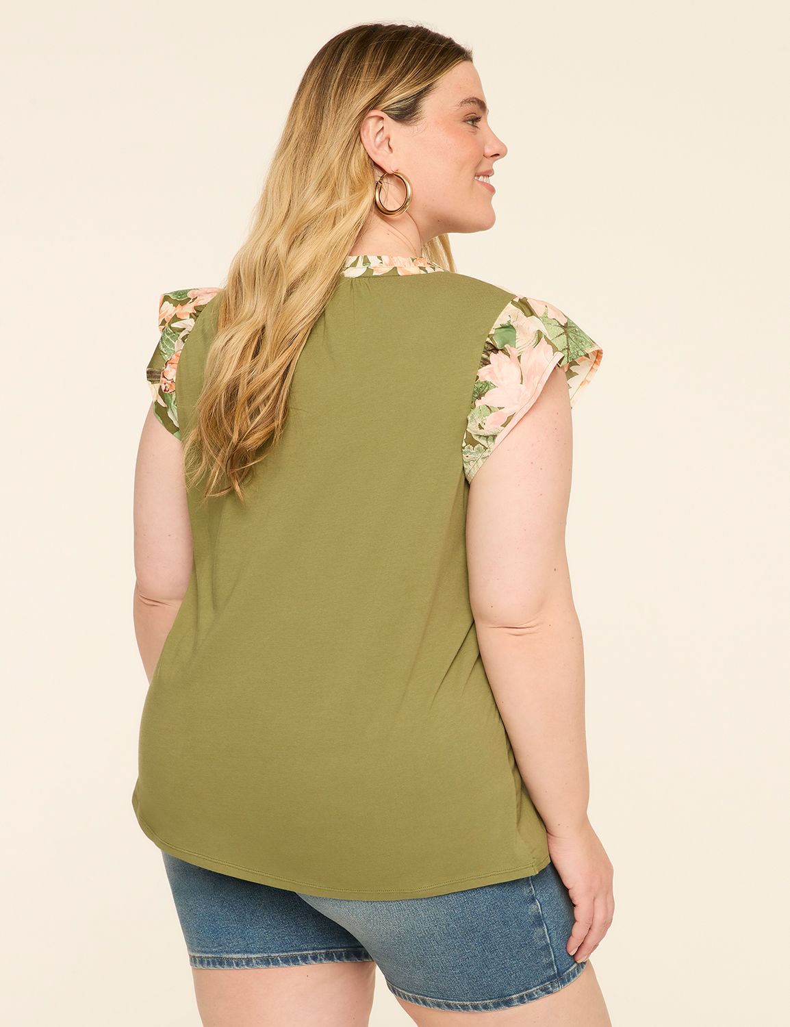 Flutter-Sleeve Button-Front Top