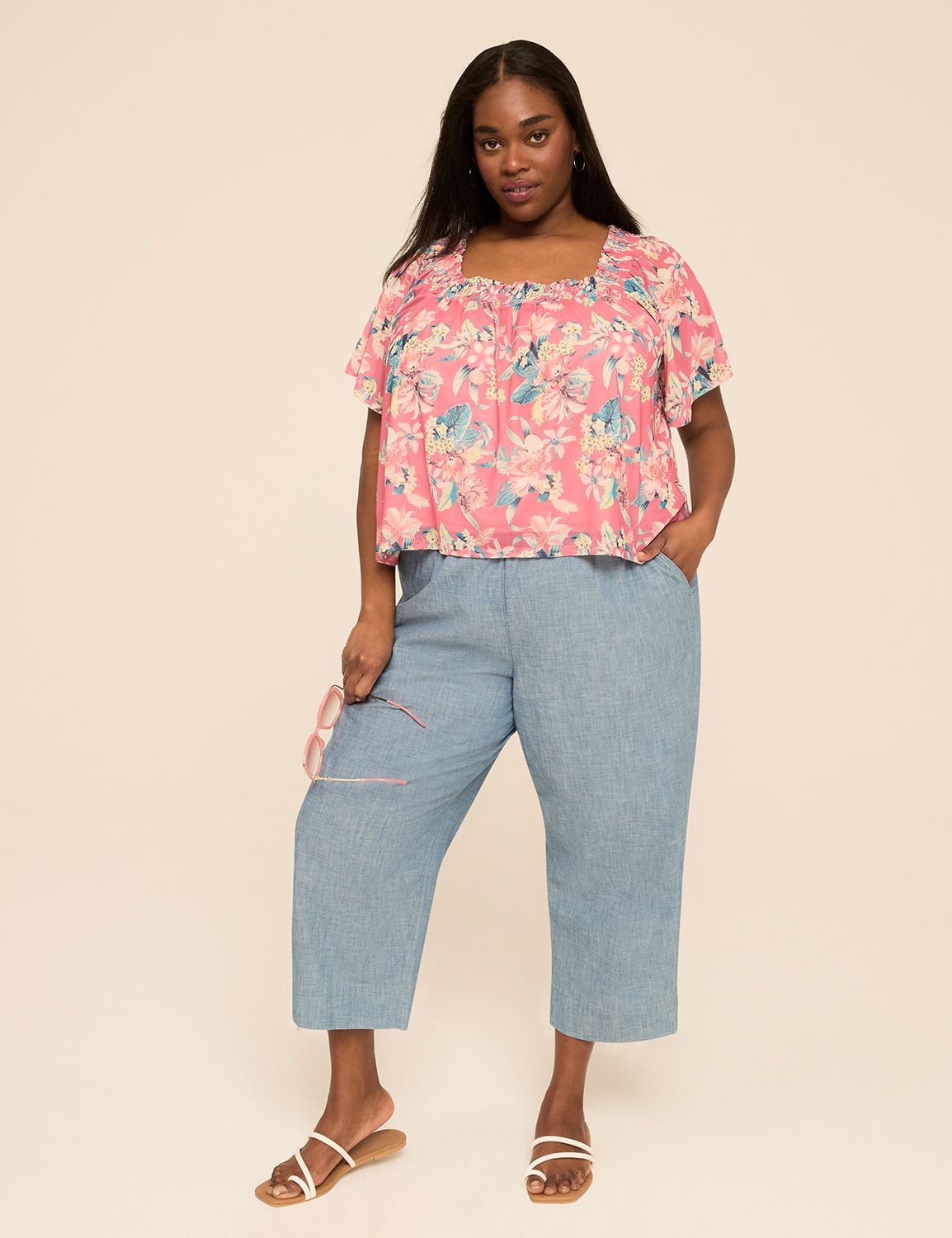 Short Sleeve Shirred Smocked Square Product Image 3