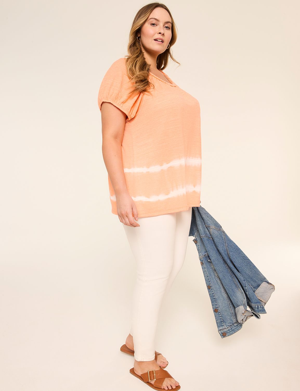 Raglan Short Sleeve Smocked Cuff Br Product Image 3