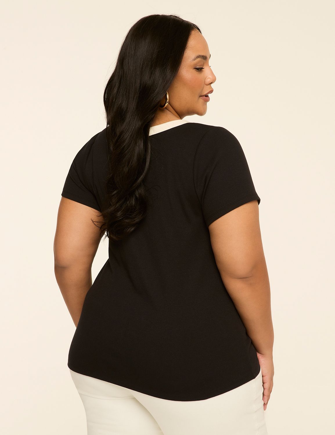 Ribbed Button-Front Top