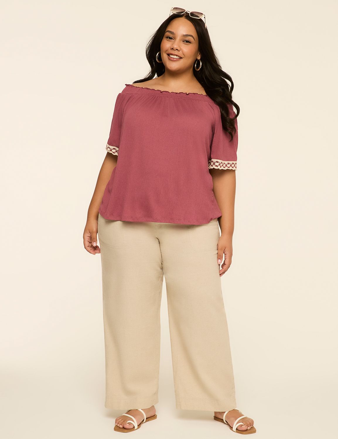 Off the Shoulder Shirred Smocked Ne Product Image 3