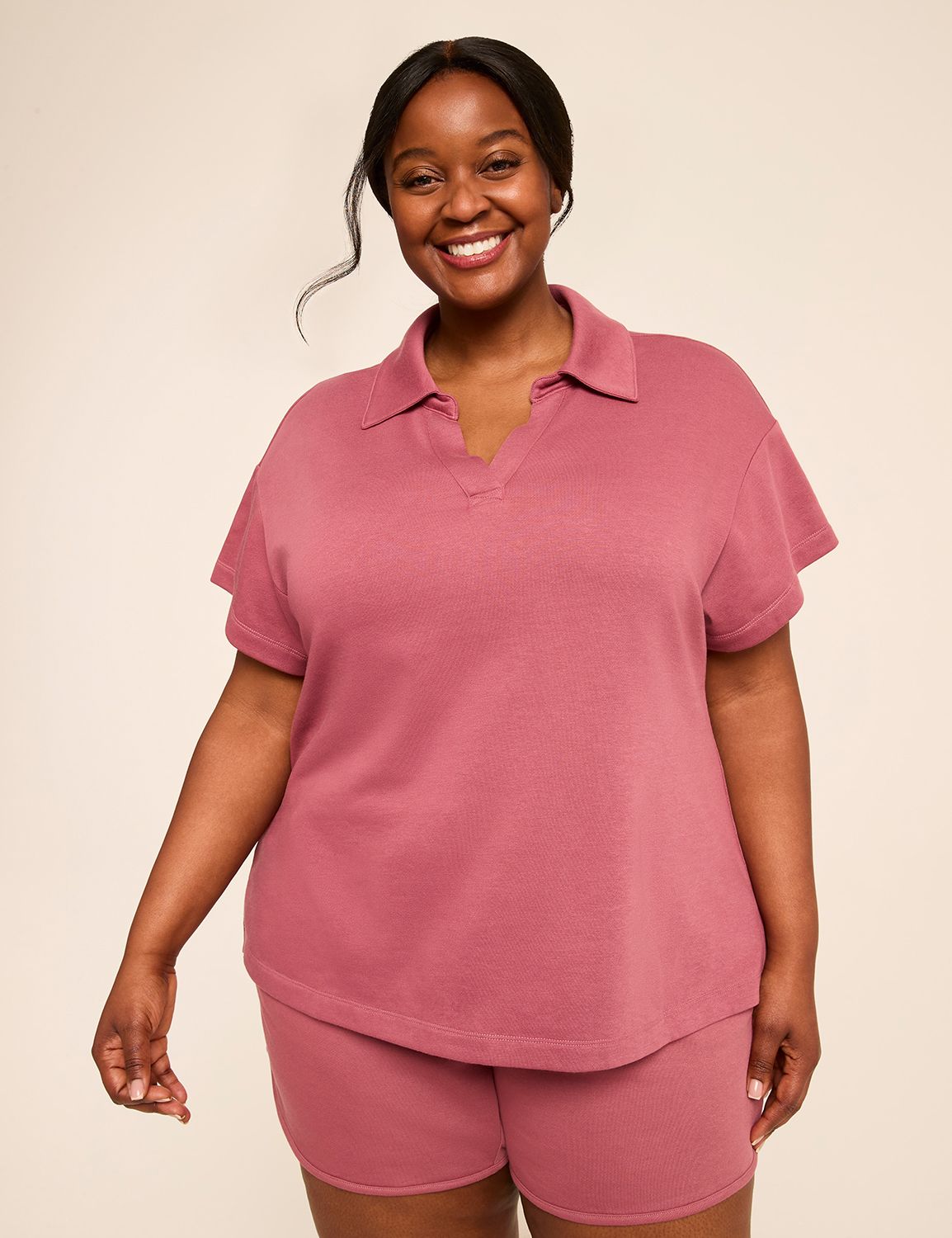 Short Sleeve Notch Neck Dropped Sho Product Image 1