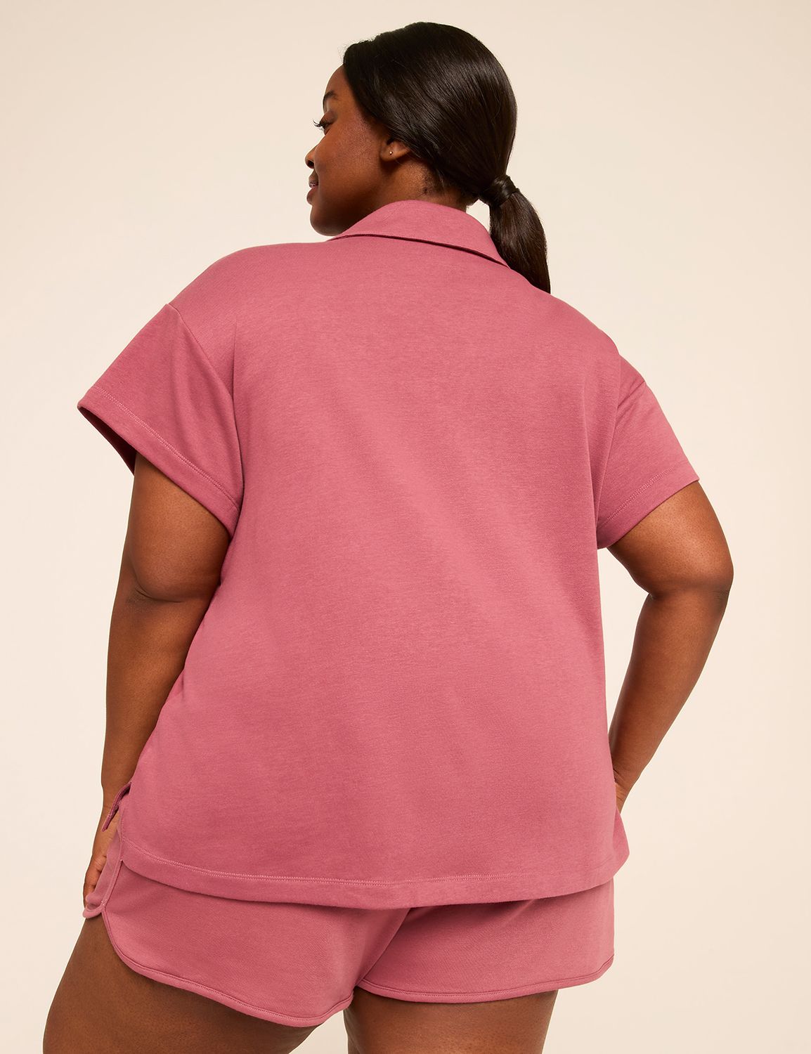 Short Sleeve Notch Neck Dropped Sho Product Image 2