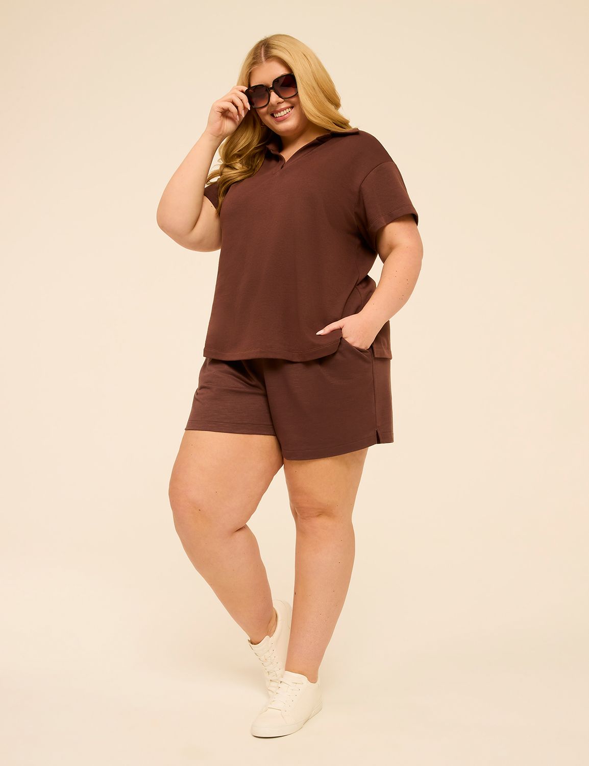 Short Sleeve Notch Neck Dropped Sho Product Image 3