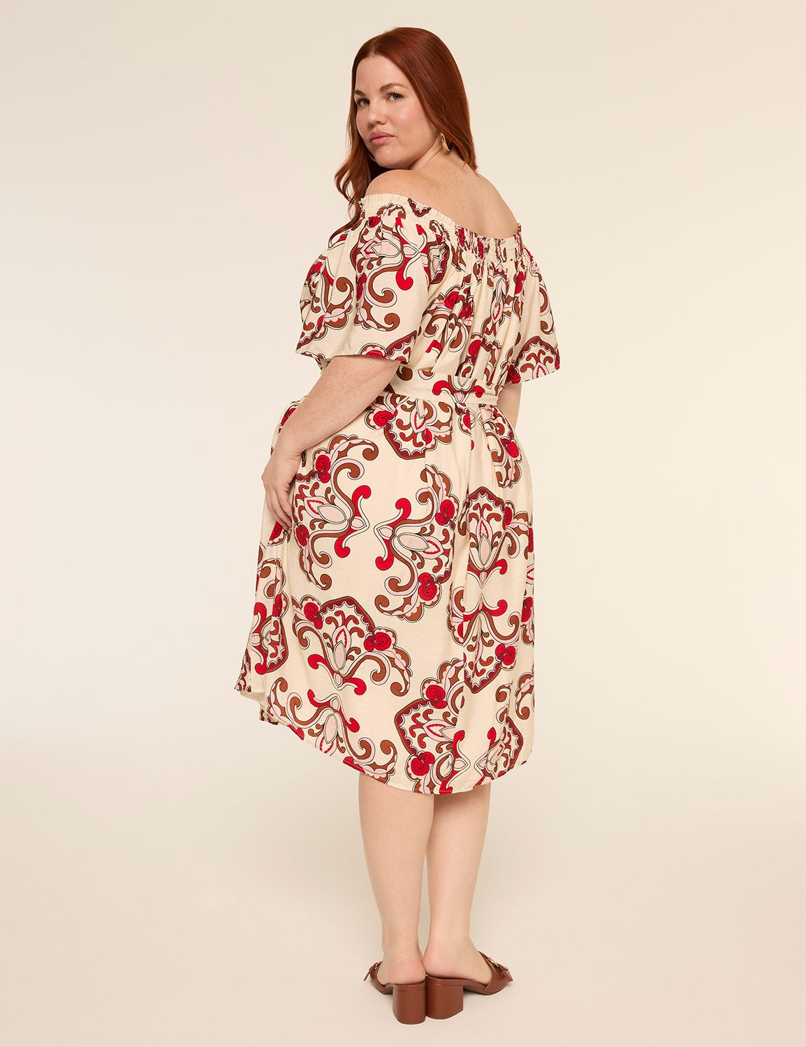 Off-The-Shoulder Tie-Waist Short Dress